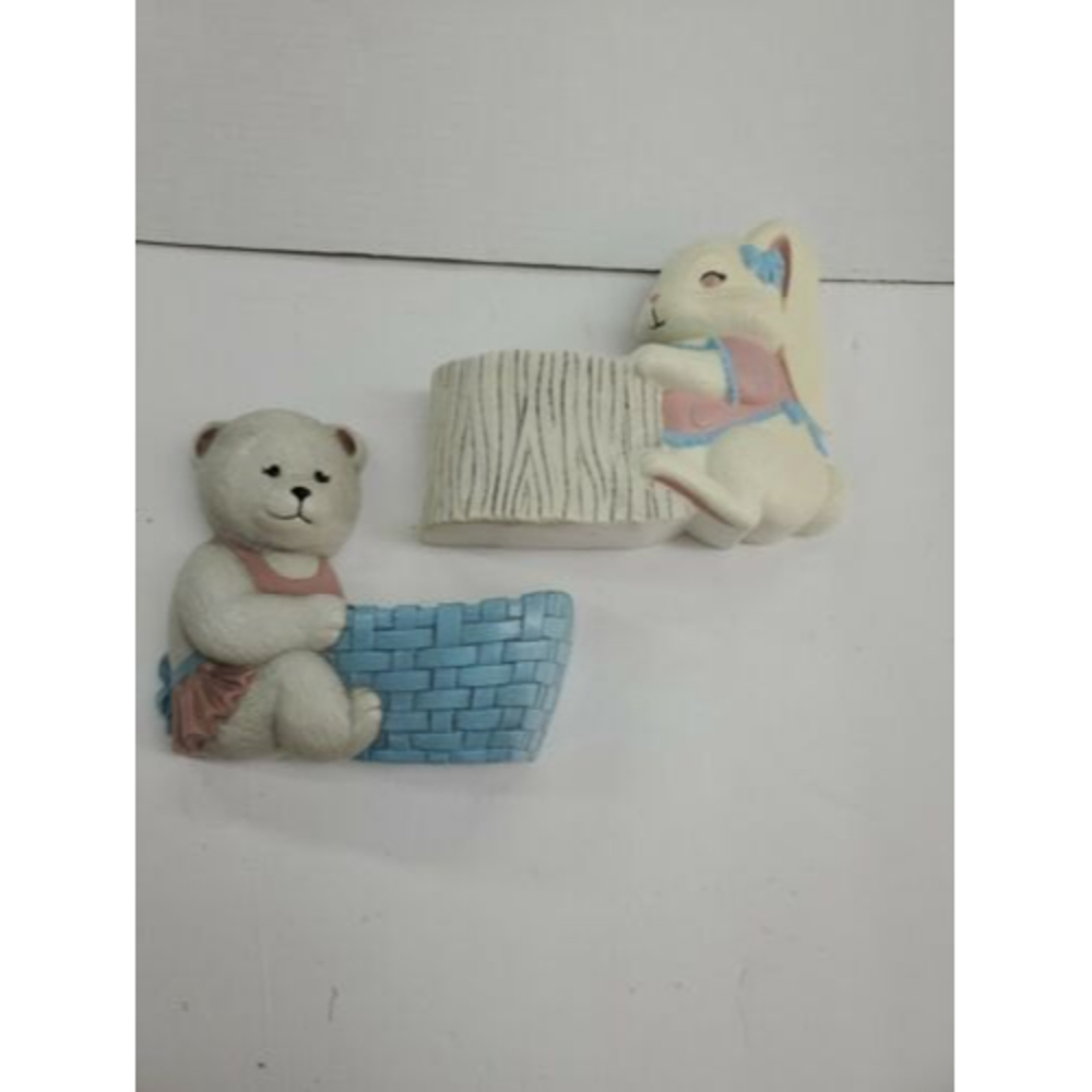 VINTAGE Burwood Bunny Rabbit bear sconce Wall Pocket Planter Hanging Design
